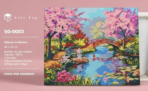 PINTAR POR NUMEROS PAISAJE FLUVIAL CON PUENTE