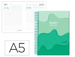 AGENDA ESCOLAR LIDERPAPEL 25-26 ESPIRAL MELTING VERDE