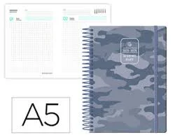 AGENDA ESCOLAR LIDERPAPEL 25-26 ESPIRAL PATTERNS MILITAR GRIS